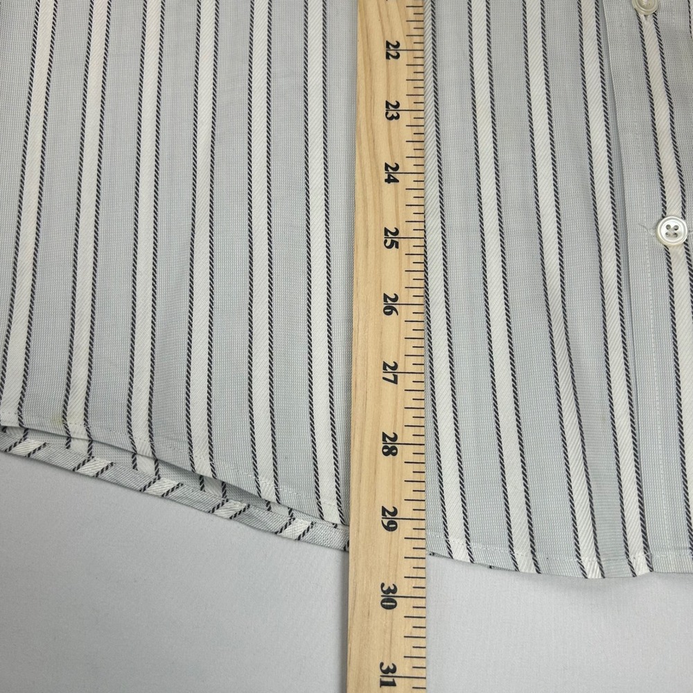 Faconnable Mens Striped Button Down Shirt Blue White Cotton Size M 4365BLG47 - Picture 3 of 8